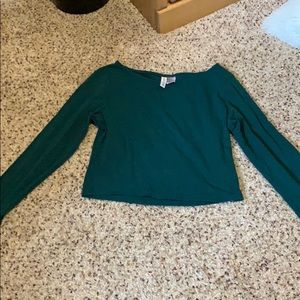 H&M Forest Green Long-Sleeve Crop Top